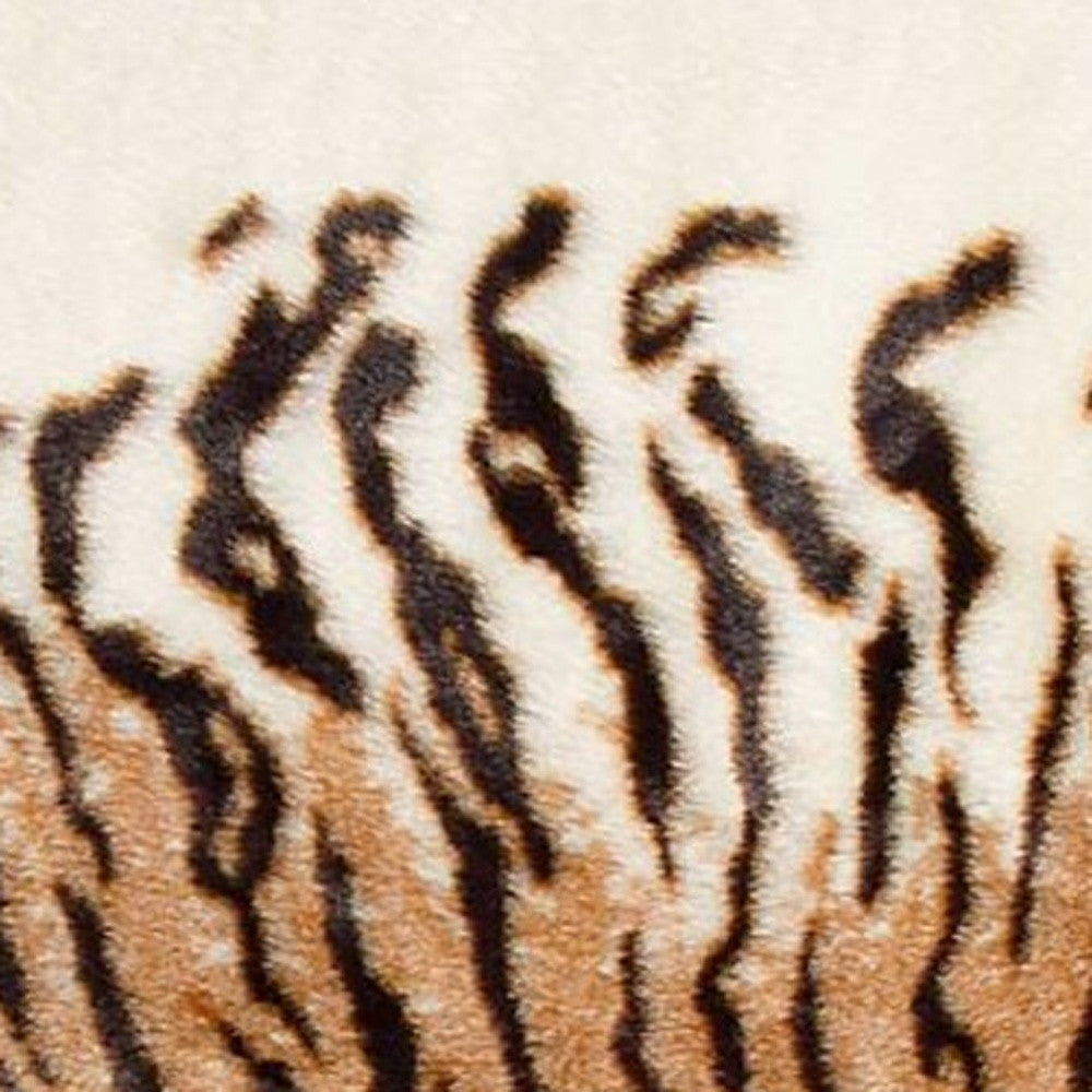 4' X 5' Brown and Black Faux Fur Tiger Print Shag Area Rug