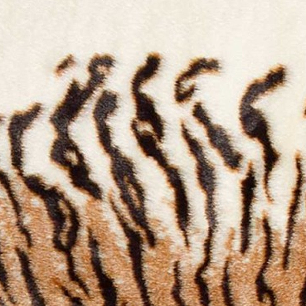 4' x 5' Brown and Black Faux Fur Tiger Print Shag Area Rug