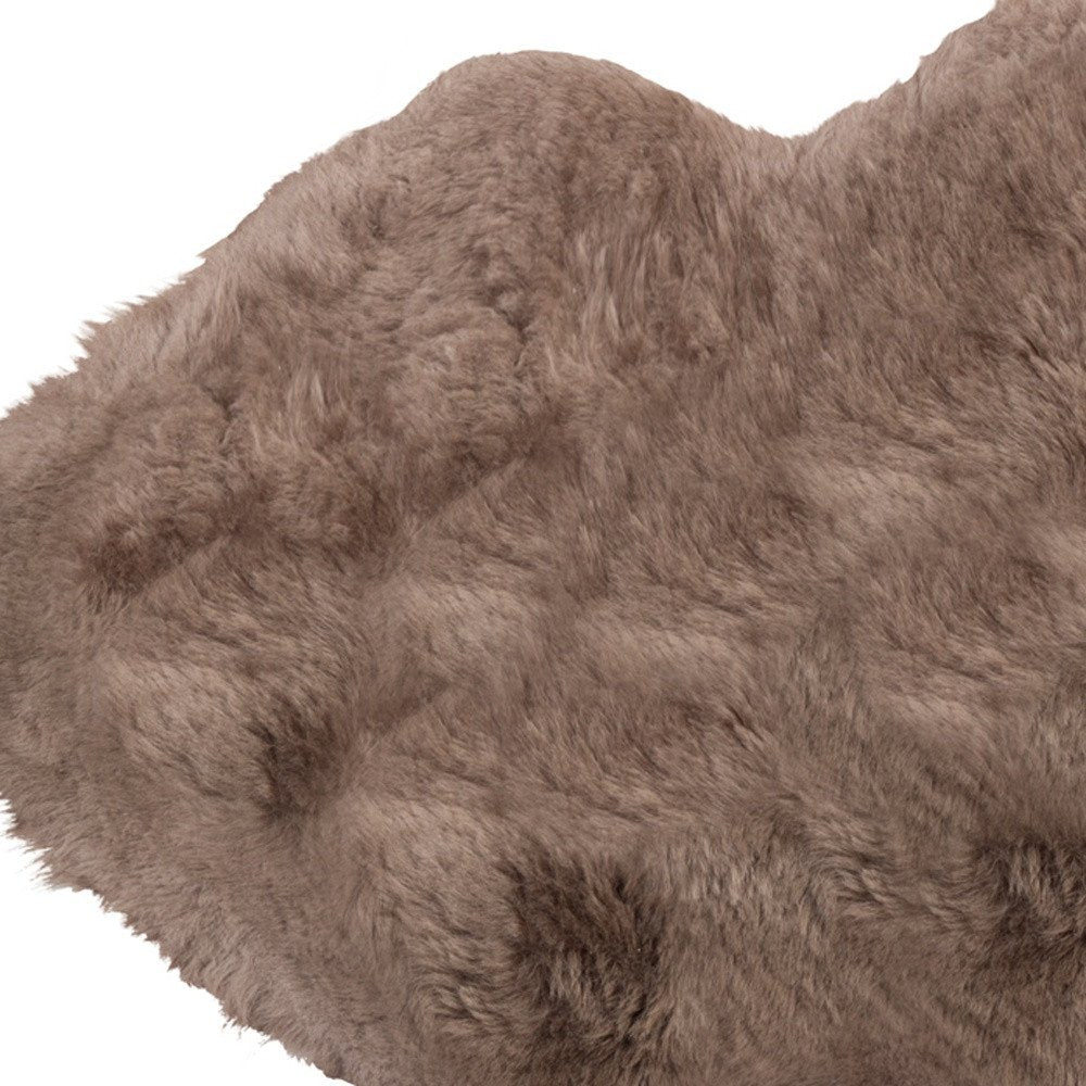 2' X 3' Taupe Genuine Sheepskin Shag Area Rug