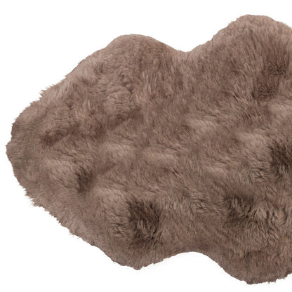 2' X 3' Taupe Genuine Sheepskin Shag Area Rug