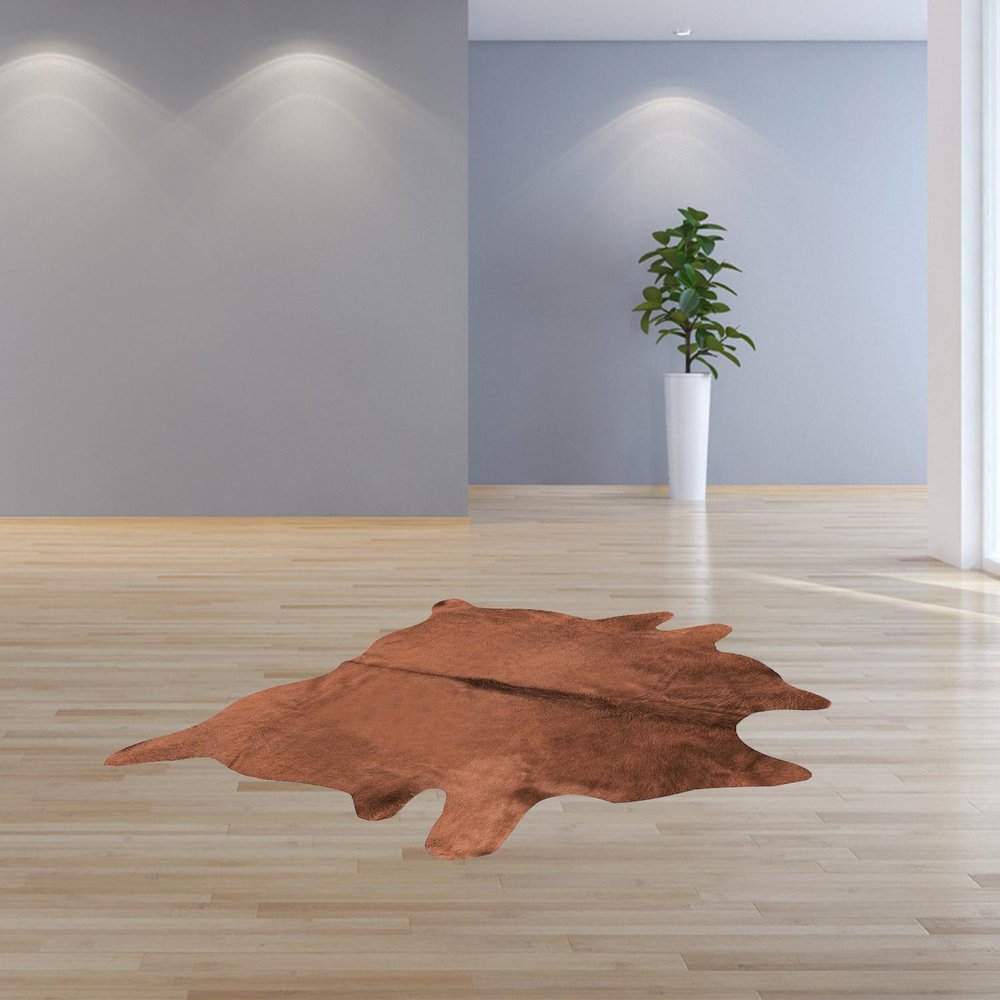 6' X 7' Burgundy Cowhide Area Rug