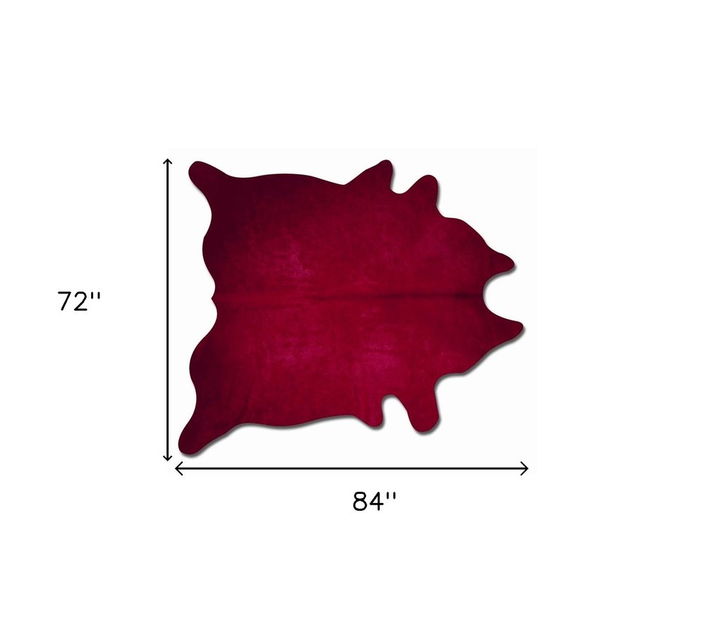 6' X 7' Burgundy Cowhide Area Rug