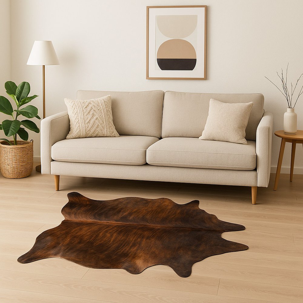 5' X 7' Brown And Black Cowhide Cowhide Print Area Rug