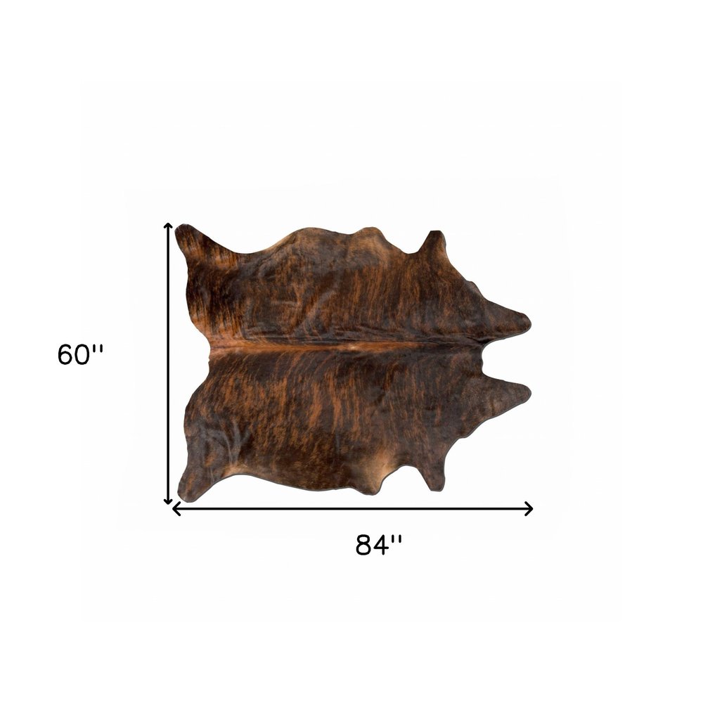 5' X 7' Brown And Black Cowhide Cowhide Print Area Rug