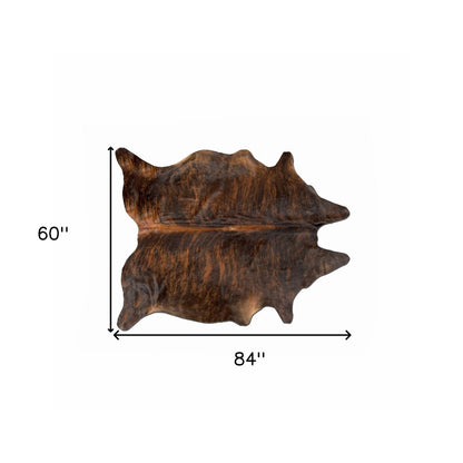 5' X 7' Brown And Black Cowhide Cowhide Print Area Rug