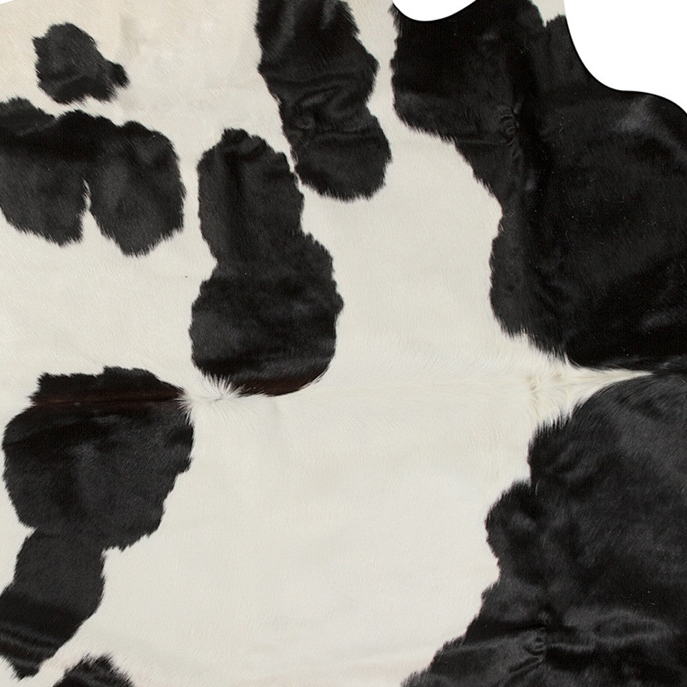 72" X 84" White And Black Cowhide  Rug