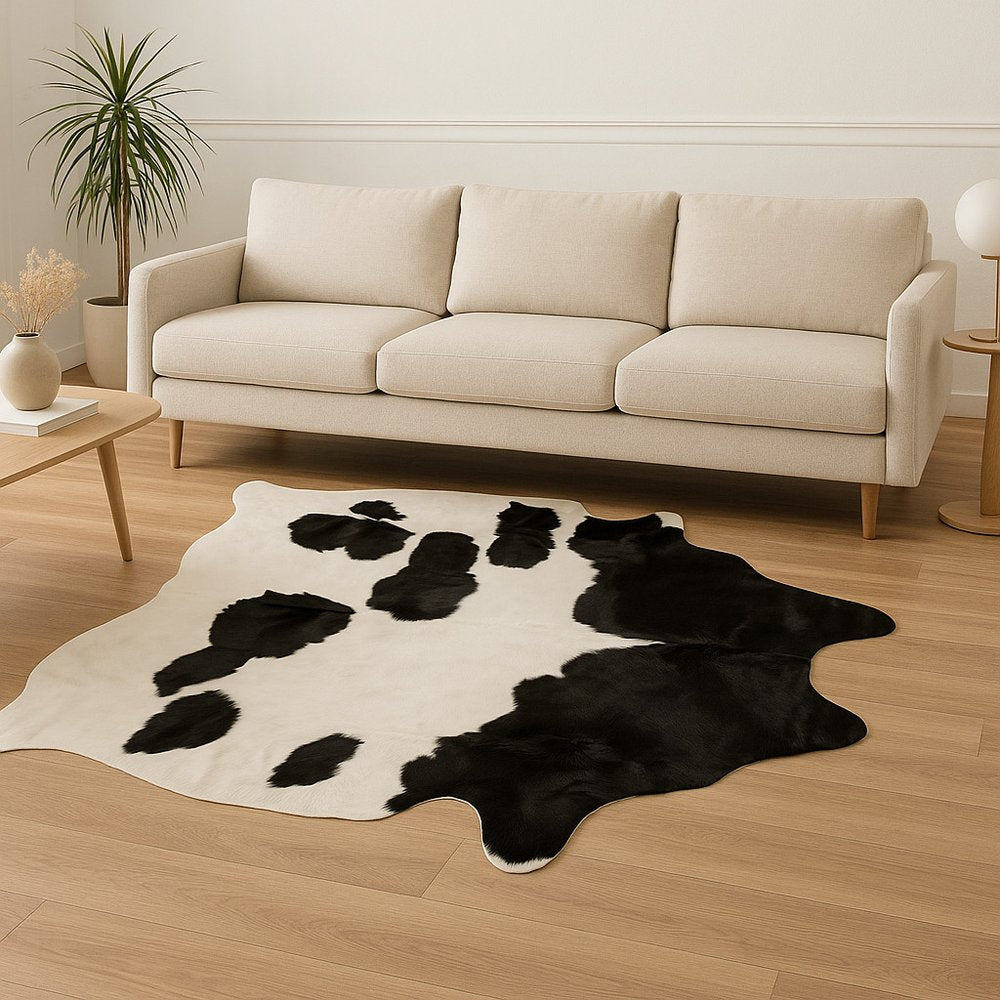 6' X 7' Brown And White Cowhide Cowhide Print Area Rug