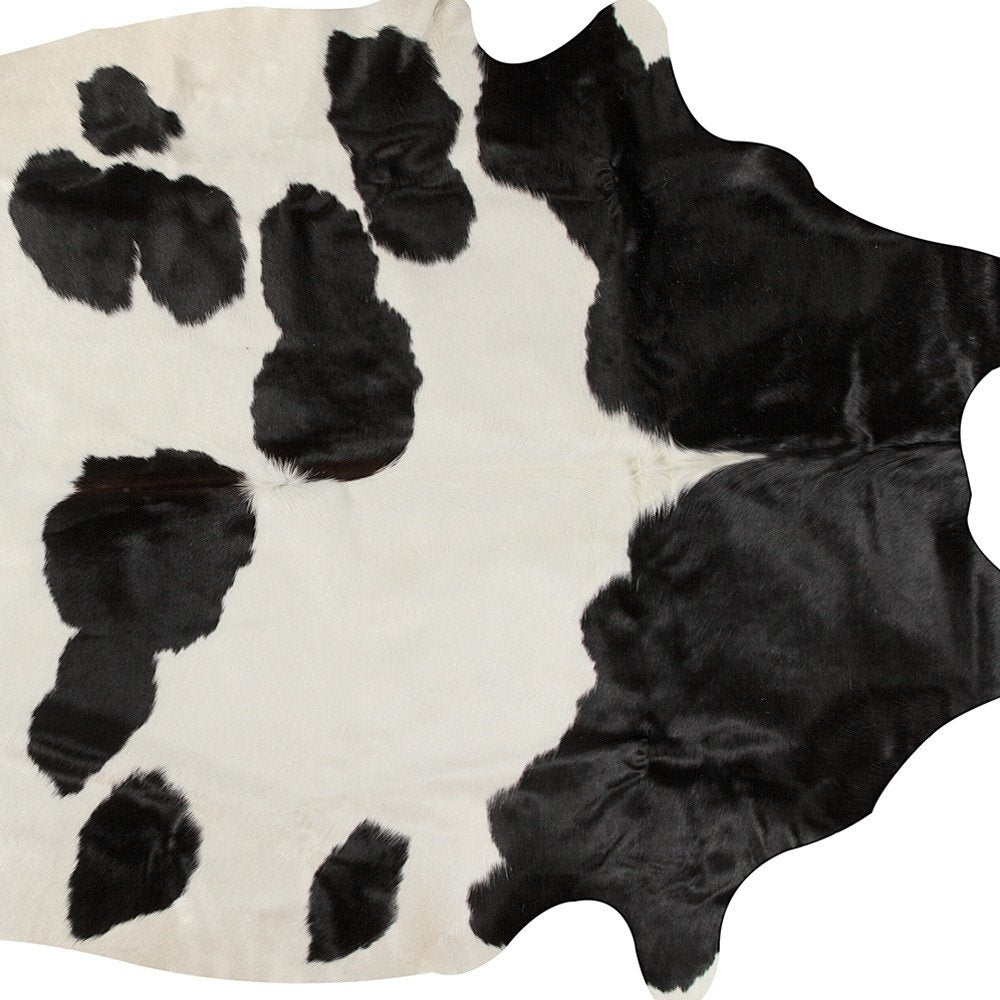 6' X 7' Brown And White Cowhide Cowhide Print Area Rug