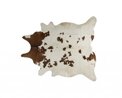 6' X 7' Brown And White Cowhide Cowhide Print Area Rug