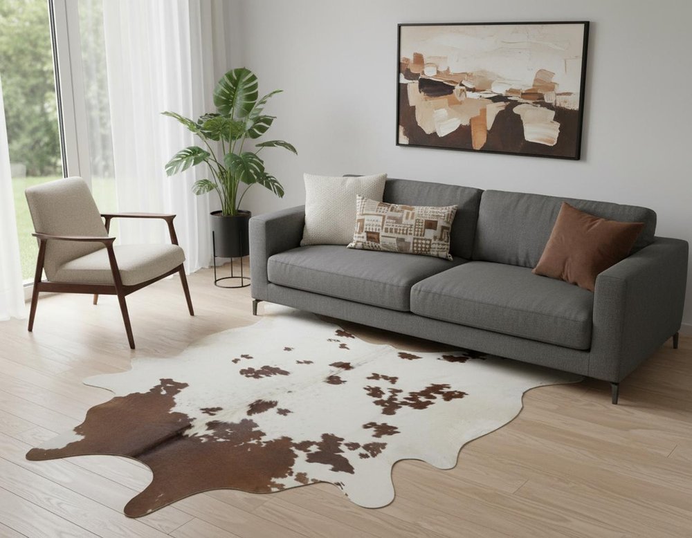 6' X 7' Black And White Cowhide Cowhide Print Area Rug