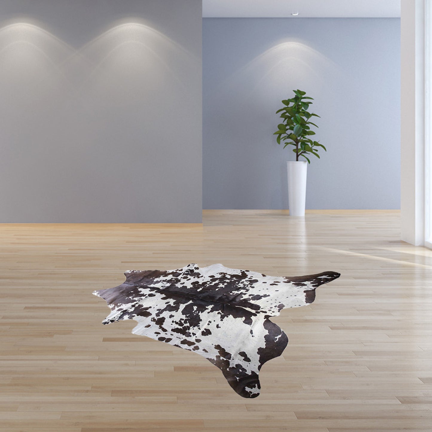 72" X 84" White And Black Cowhide  Rug