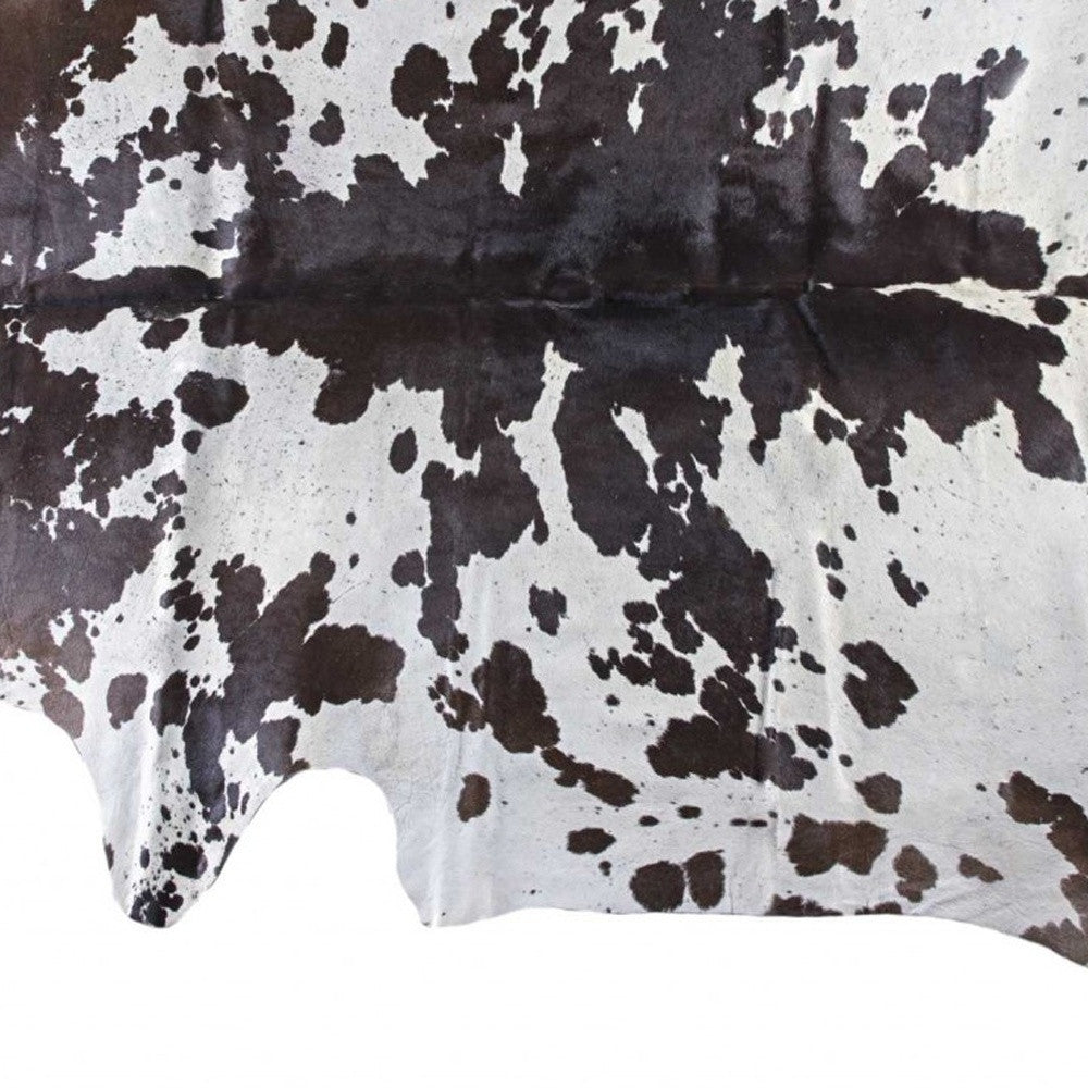 72" X 84" White And Black Cowhide  Rug