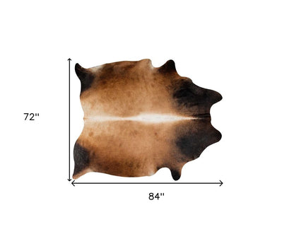 5' X 7' Brown And Black Cowhide Cowhide Print Area Rug