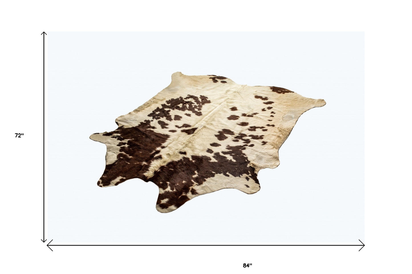 72" X 84" White And Brown Cowhide  Rug