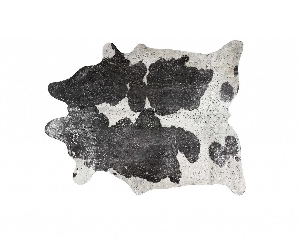 6' X 7' Gray Cowhide Cowhide Print Area Rug