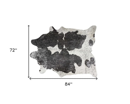 6' X 7' Gray Cowhide Cowhide Print Area Rug