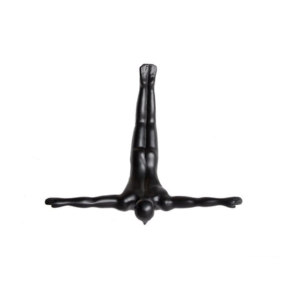 7" X 7" Black Resin Diving Man Hanging Dimensional Sculpture