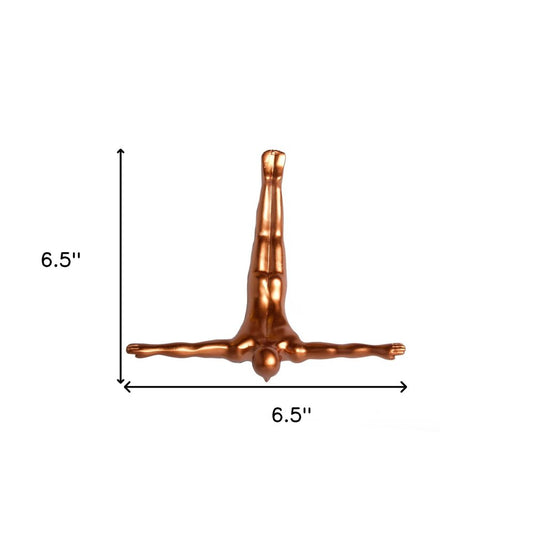 7" X 7" Black Resin Diving Man Hanging Dimensional Sculpture