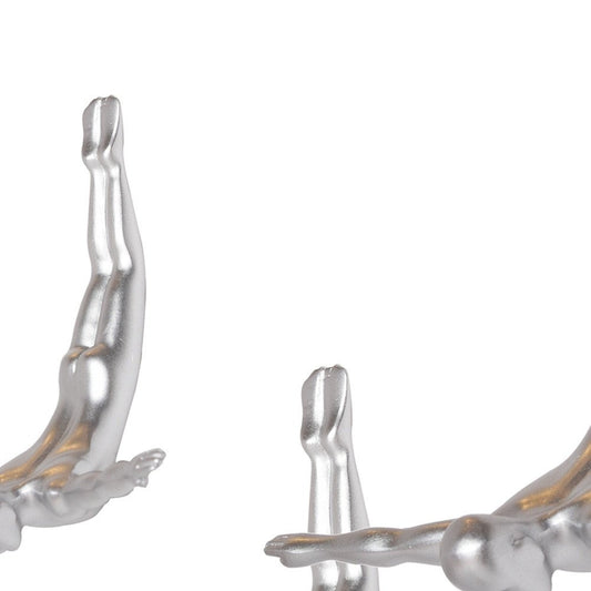 Set of Three Black Resin Diving Man Hanging Dimensional Sculpture