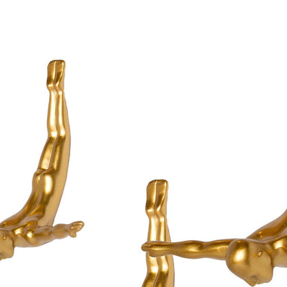 Set of Three Black Resin Diving Man Hanging Dimensional Sculpture