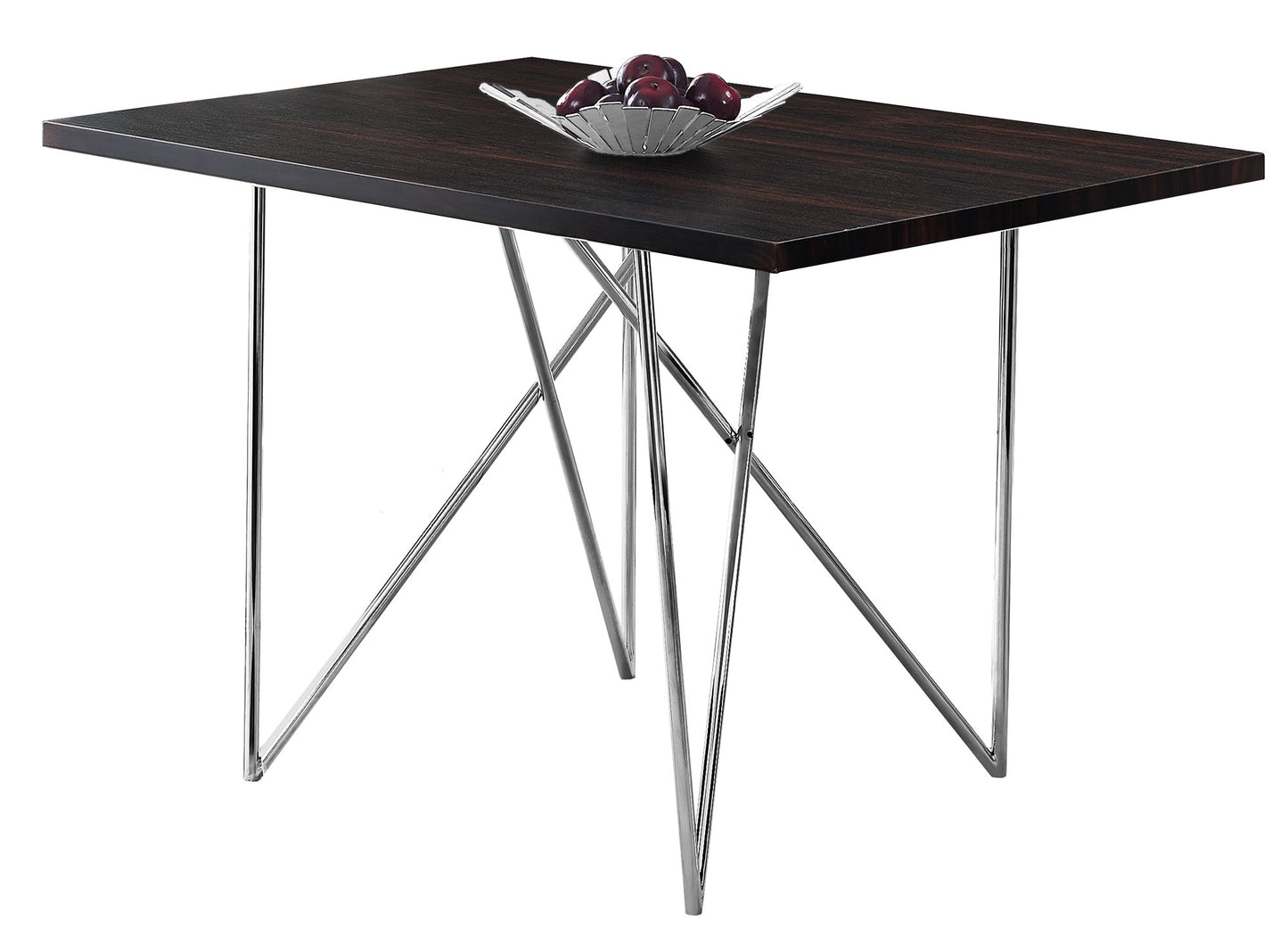 32" Dark Brown And Silver Metal Dining Table