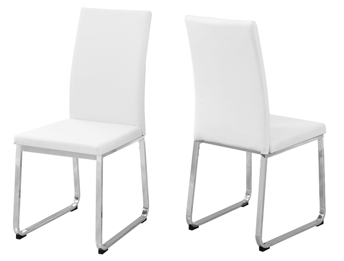 Set of Two Gray And Silver Upholstered Faux Leather Dining Side Chairs