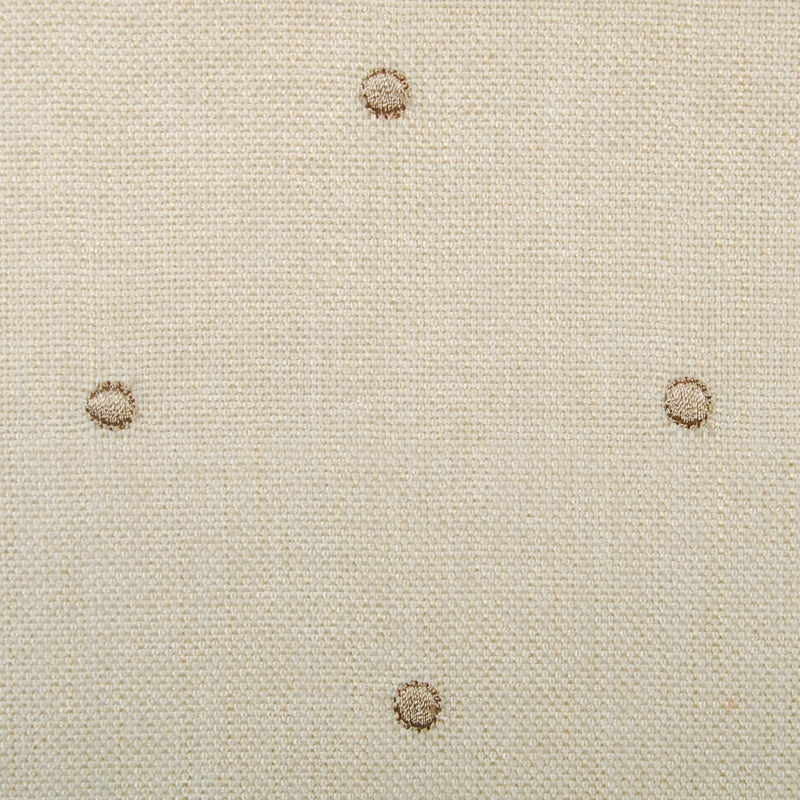 Beige linen-like upholstery fabric with evenly spaced tiny tufted dots in a grid.