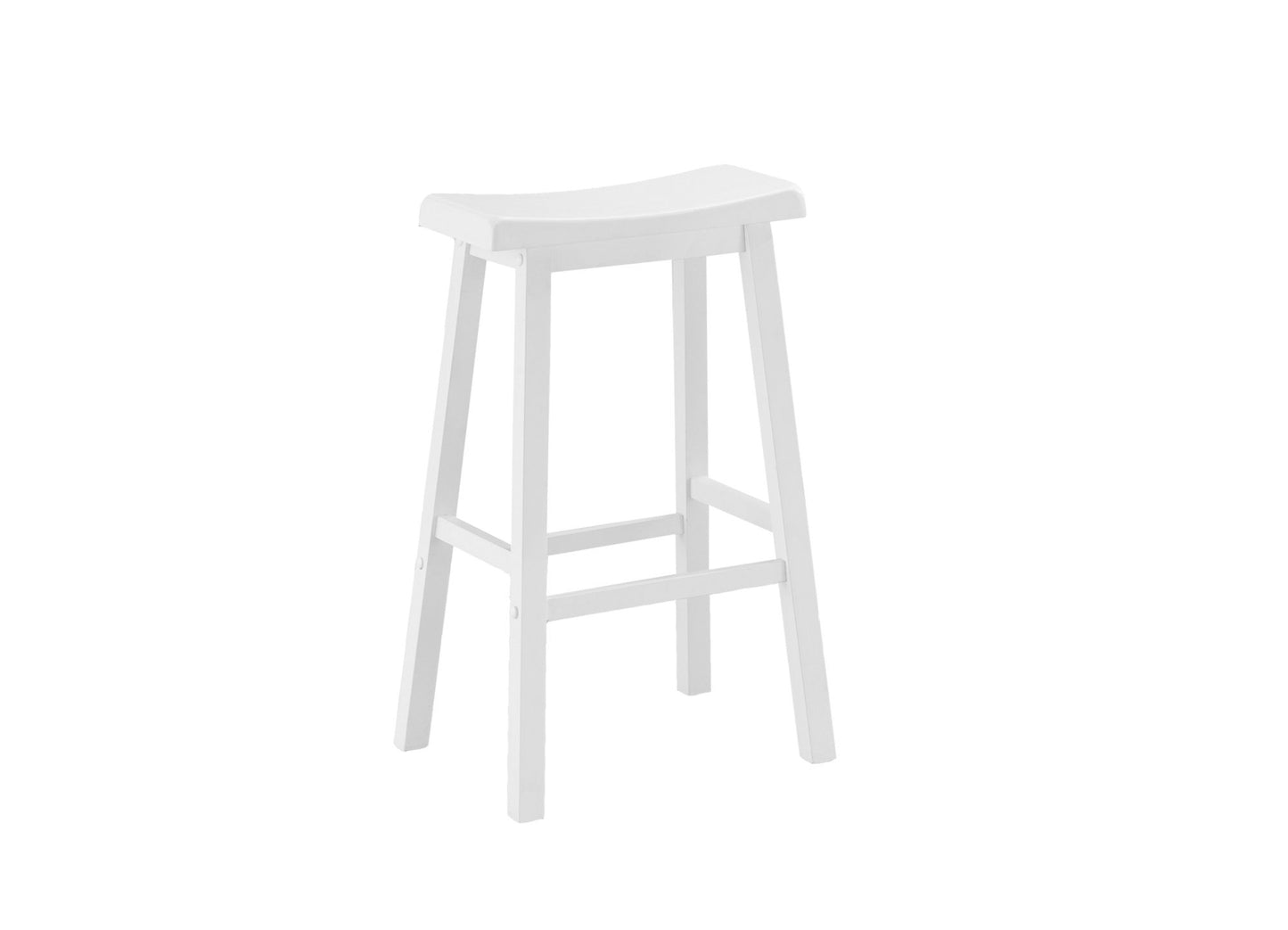 Set of Two 29 " White Solid Wood Backless Bar Chairs