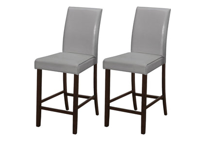 Set of Two 25 " Gray And Brown Solid Wood Counter Height Bar Chairs