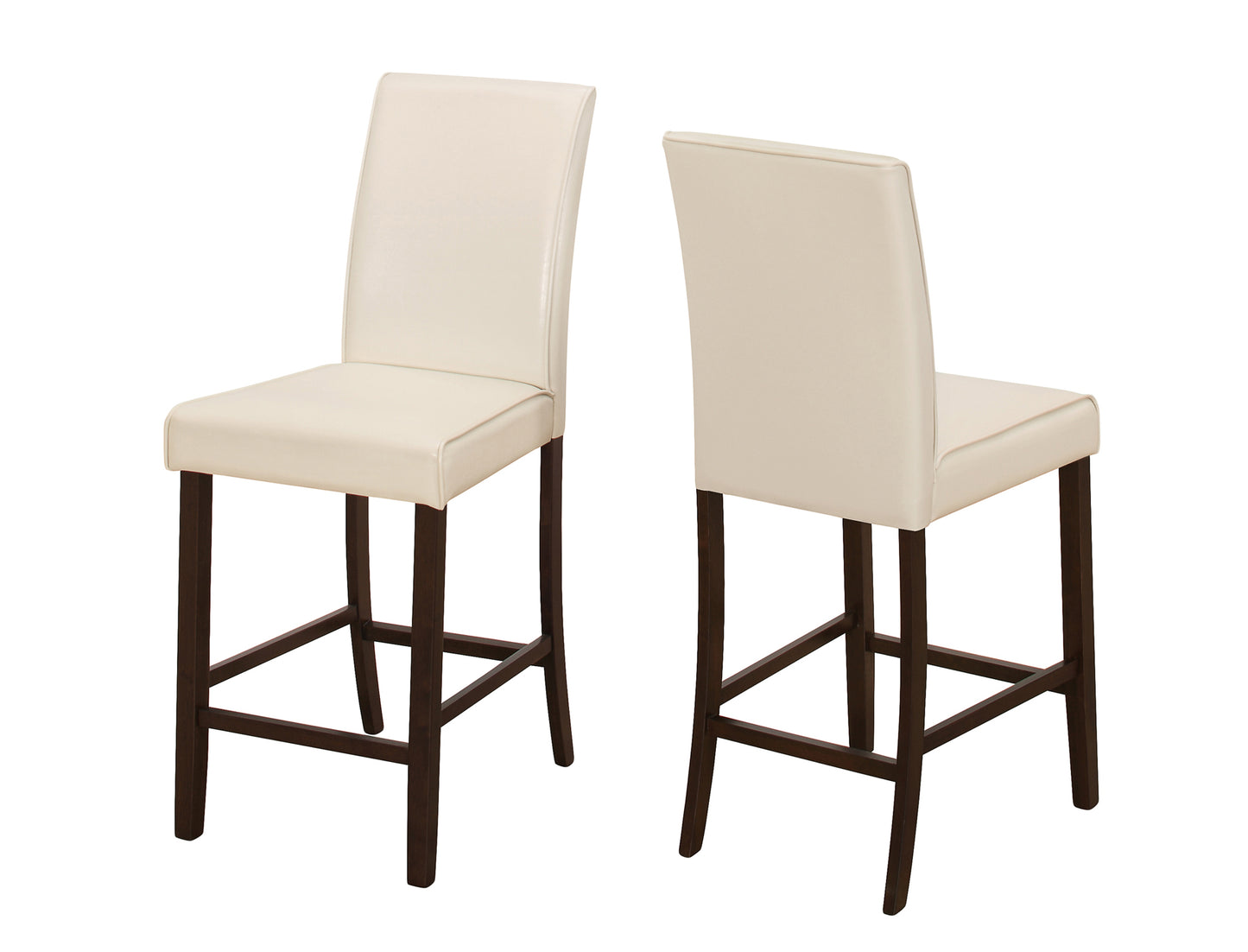 Set of Two 25 " Gray And Brown Solid Wood Counter Height Bar Chairs