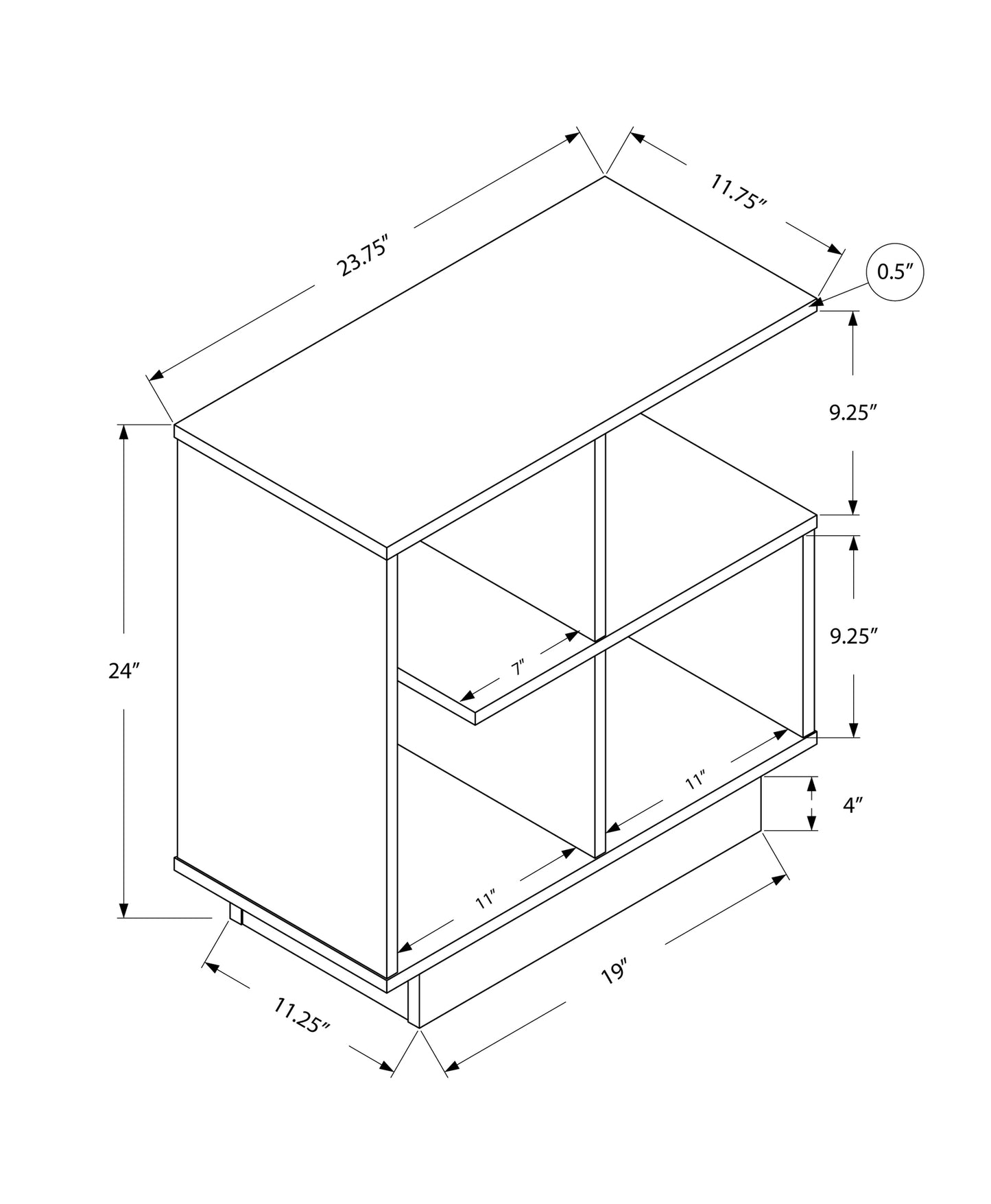 24" Espresso Wood End Table With Four Shelves