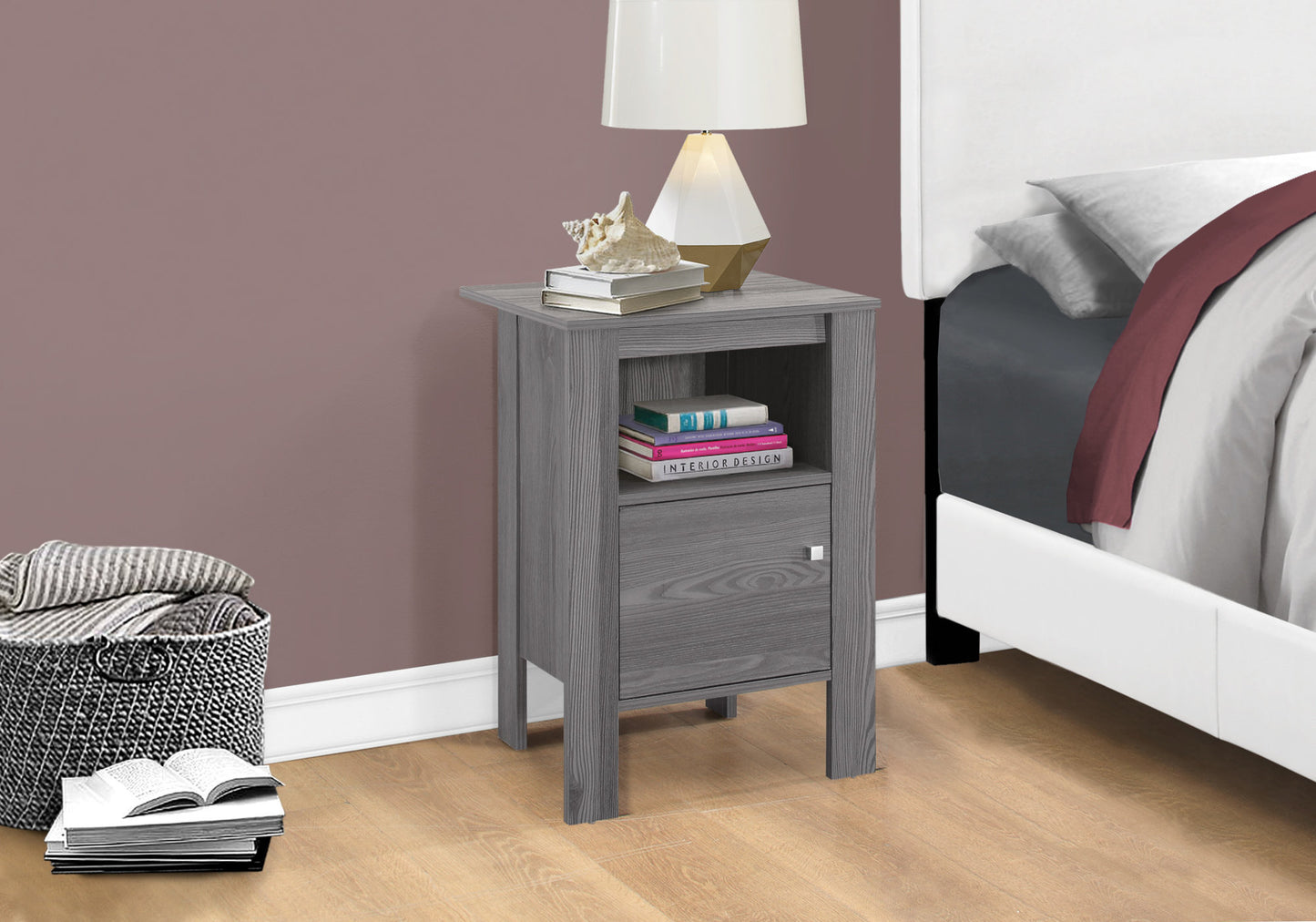 24" Gray Wood End Table With Shelf