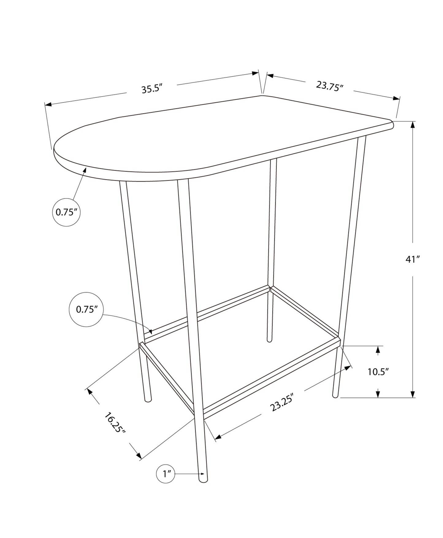 41" Black And Gray Wood And Metal End Table