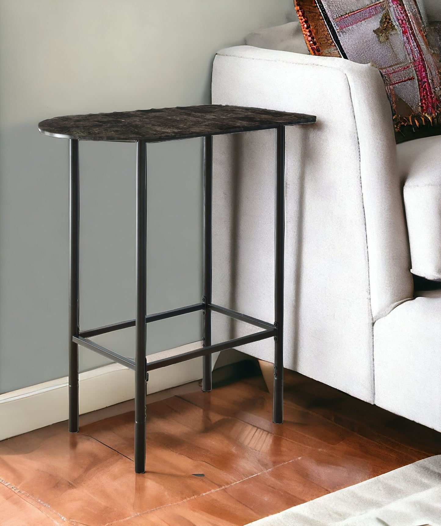 41" Black And Gray Wood And Metal End Table