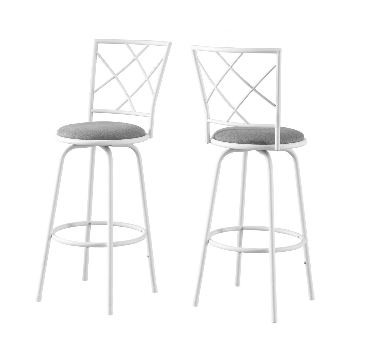 Set of Two 28 " Gray And White Metal Bar Chairs