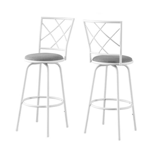 Set of Two 28 " Gray And White Metal Bar Chairs