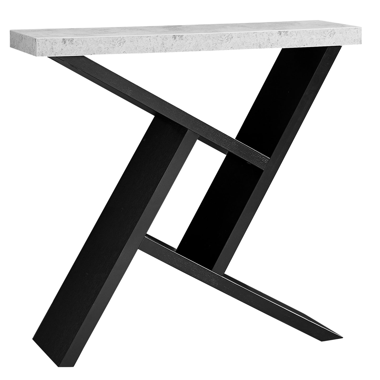 36" Gray and Black Abstract Console Table With Shelves