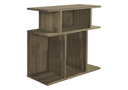 24" Taupe Wood Floor Shelf End Table With Six Open Shelves