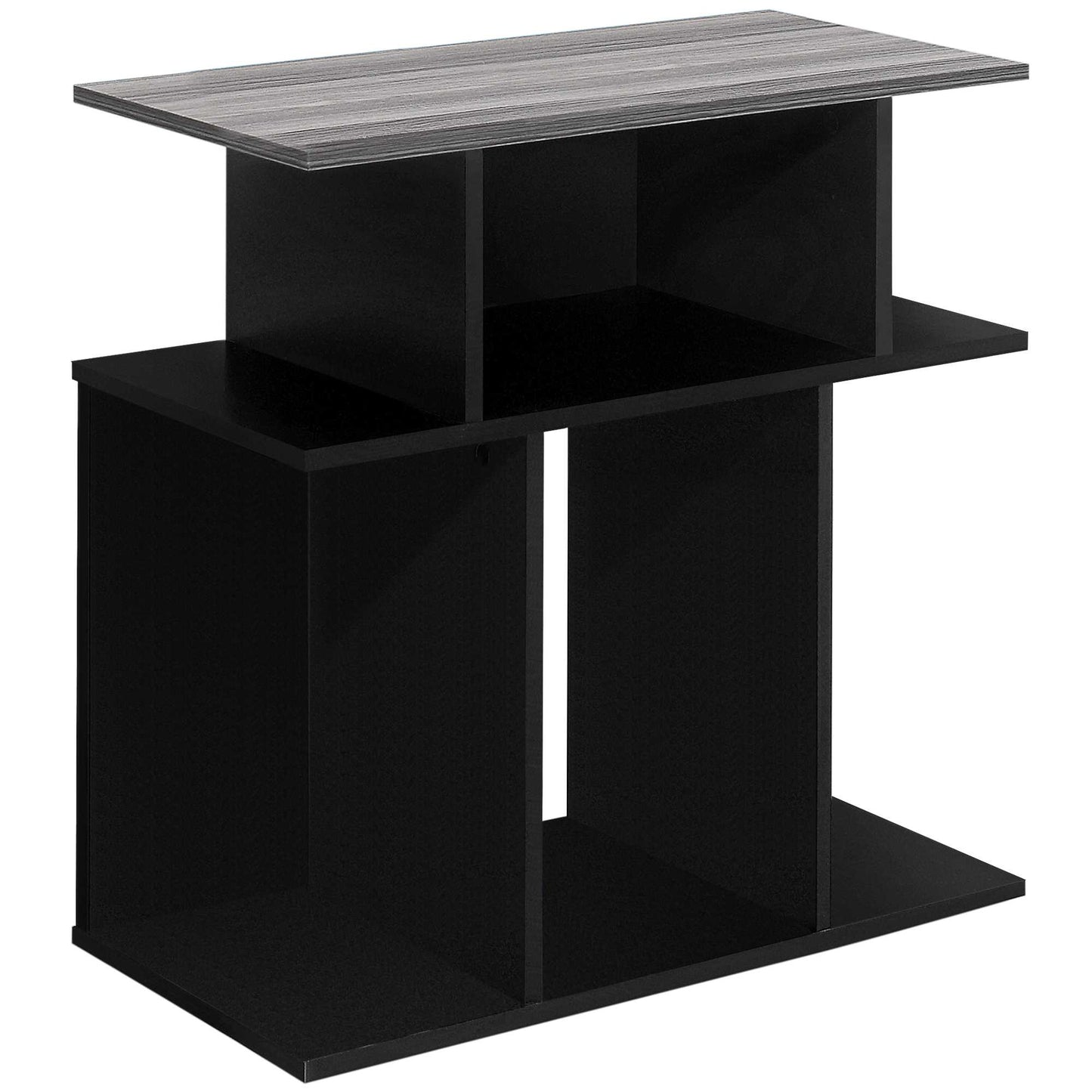 24" Black And Gray Wood End Table With 6