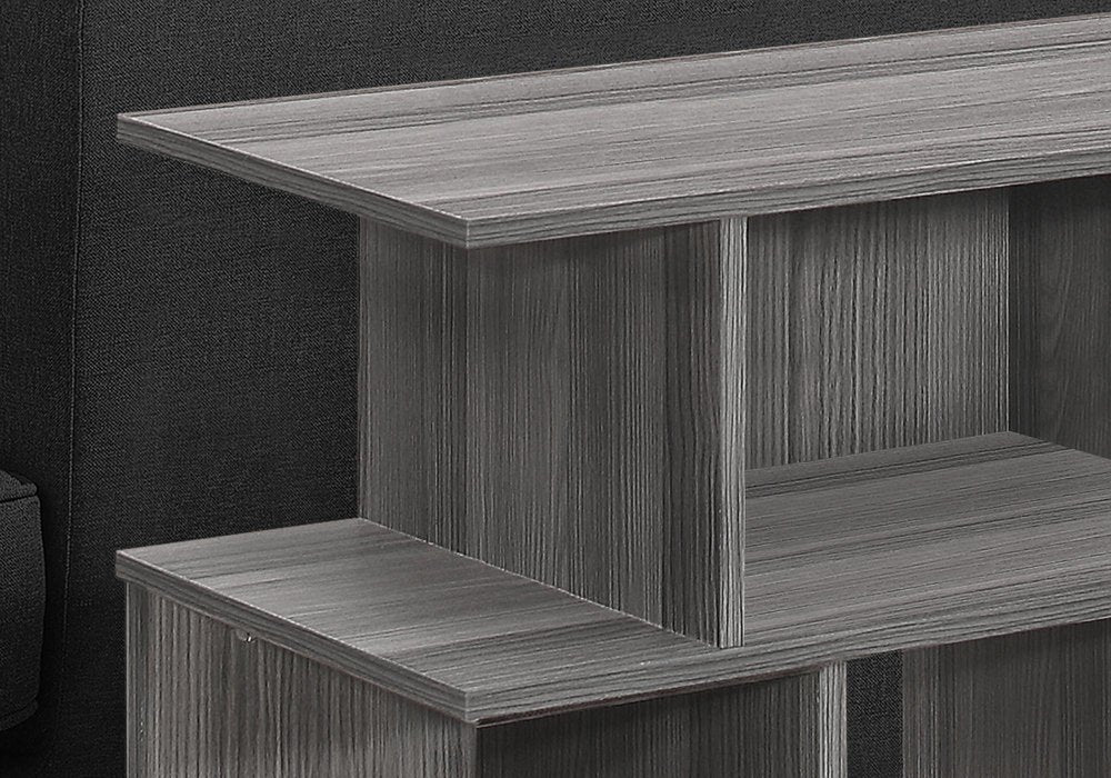 24" Gray Wood Floor Shelf End Table With Six Open Shelves