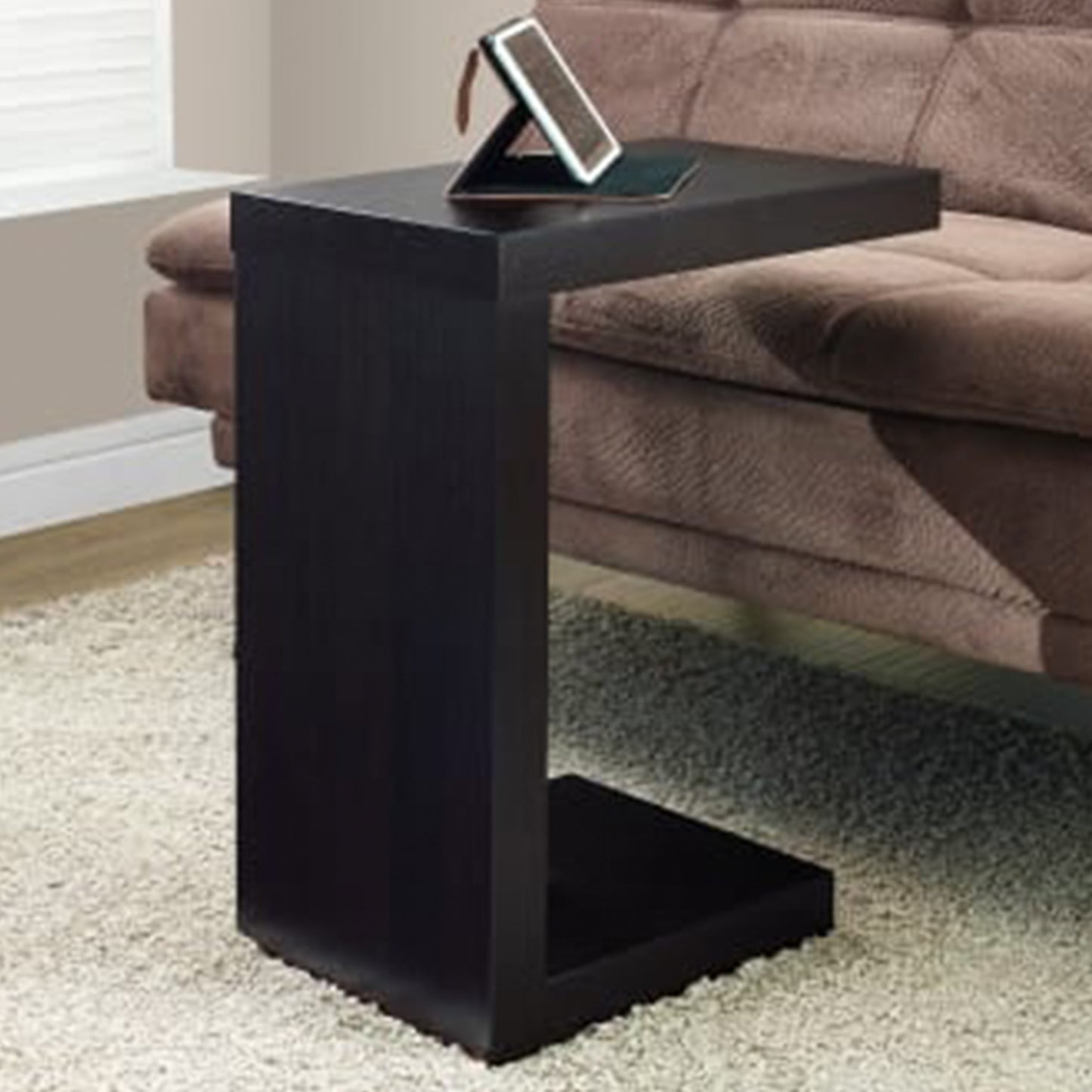 11.5" X 18" X 24" Cappuccino Hollow Core Particle Board  Accent Table