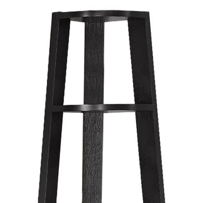 71" Gray Wood Five Tier Corner Bookcase