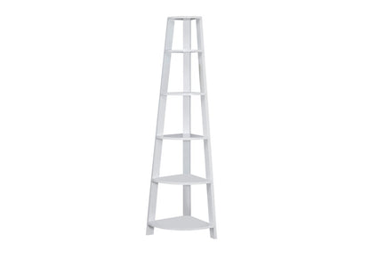 71" Gray Wood Five Tier Corner Bookcase