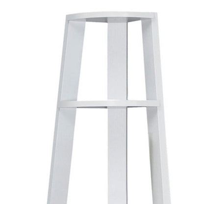 71" Gray Wood Five Tier Corner Bookcase