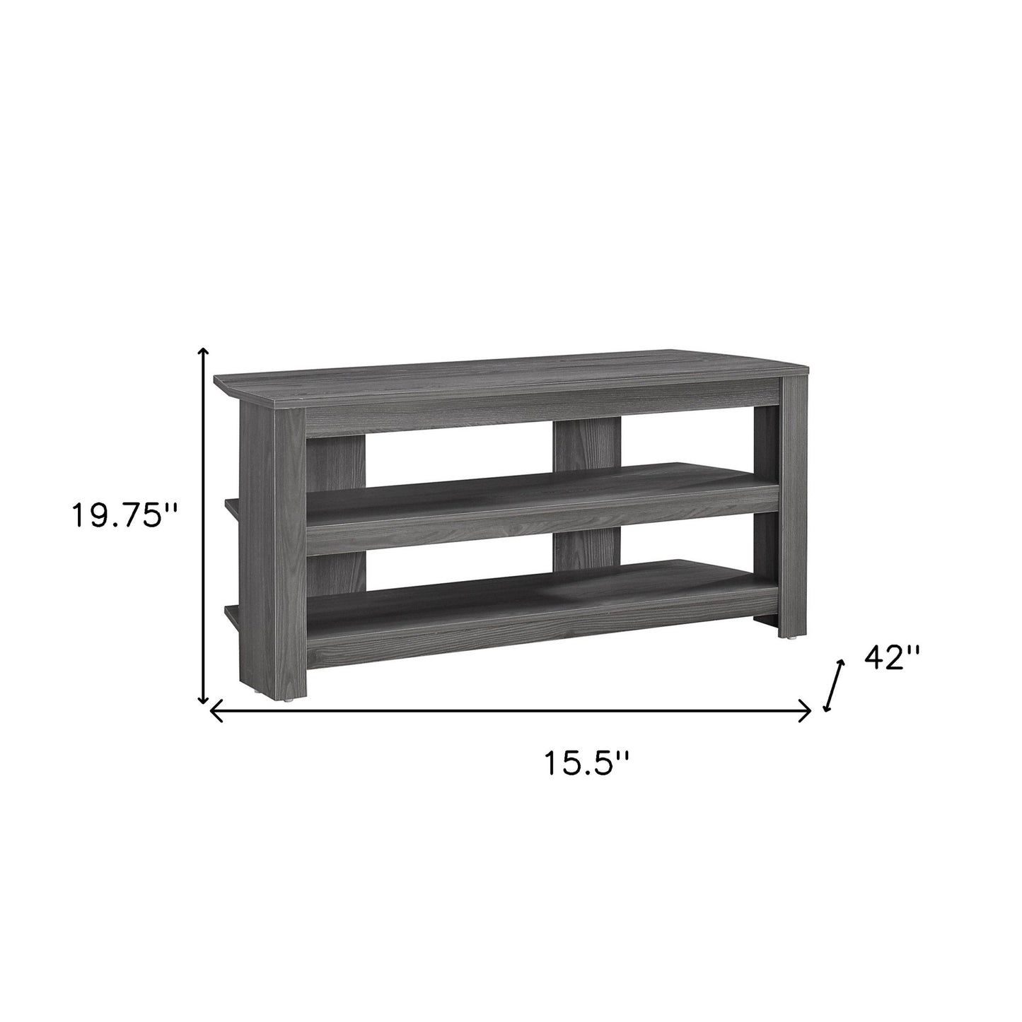 15.5" X 42" X 19.75" Grey Particle Board Laminate TV Stand
