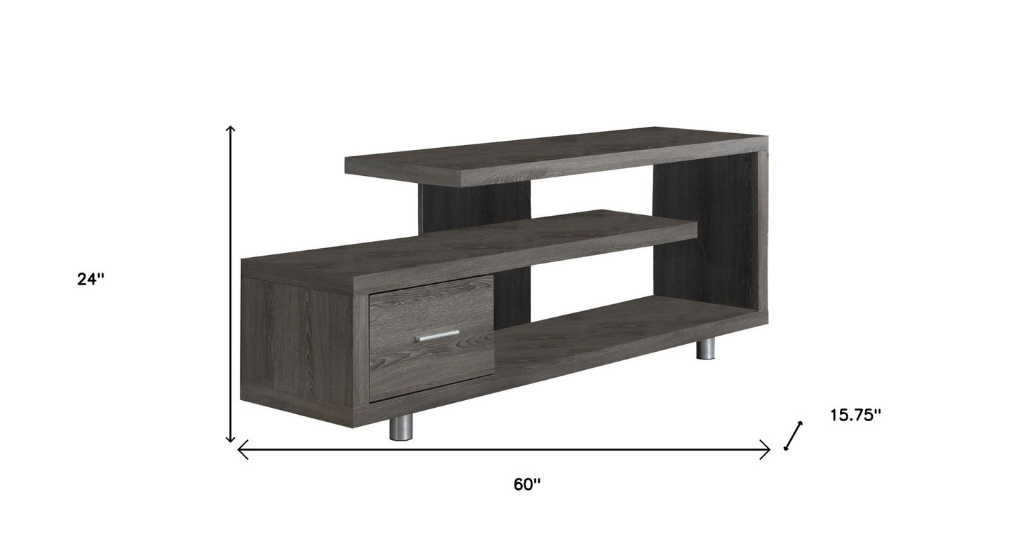 60" Deep Taupe Open Shelving TV Stand