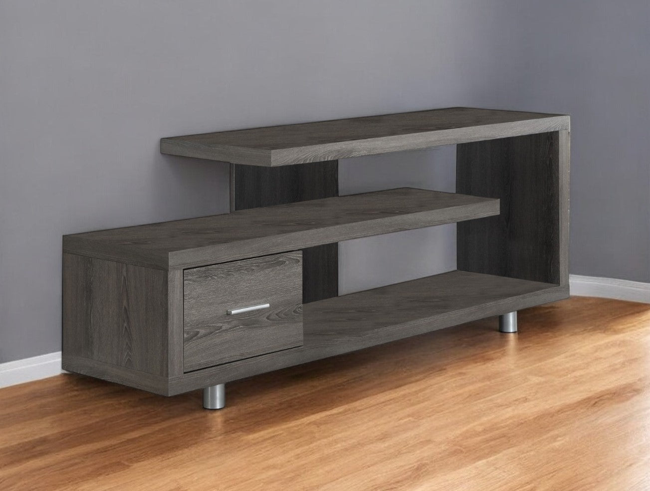 60" Deep Taupe Open Shelving TV Stand