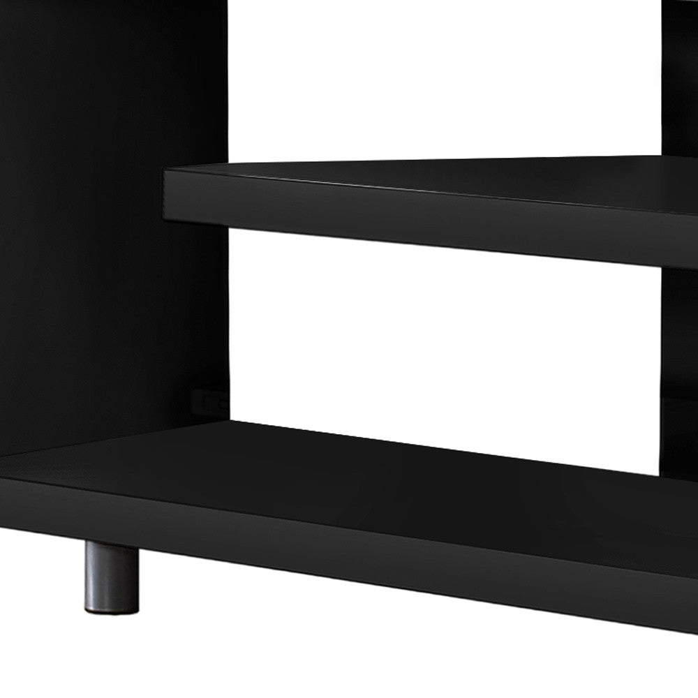 15.75" X 60" X 24" Dark Taupe Silver Particle Board Hollow Core Metal TV Stand With A Drawer