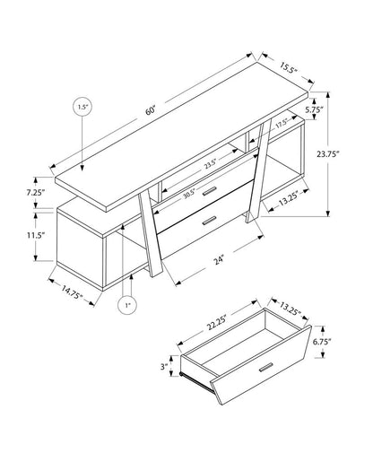 60" Deep Taupe Open Shelving TV Stand
