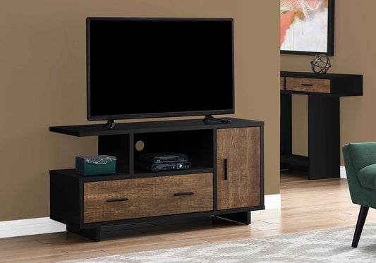 16" Black and Gray Open Shelving TV Stand